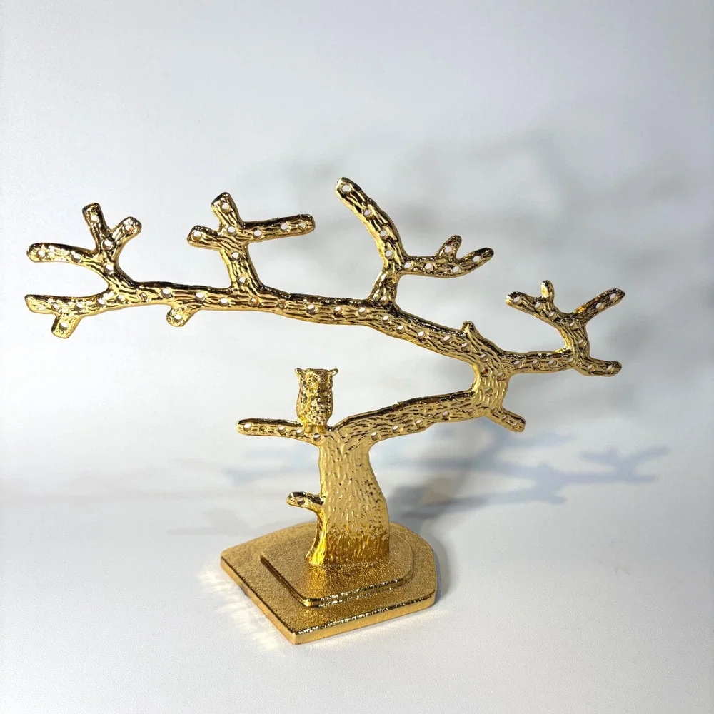 Gold Owl Tree Branch Earring Holder Jewelry Stand Organizer Display